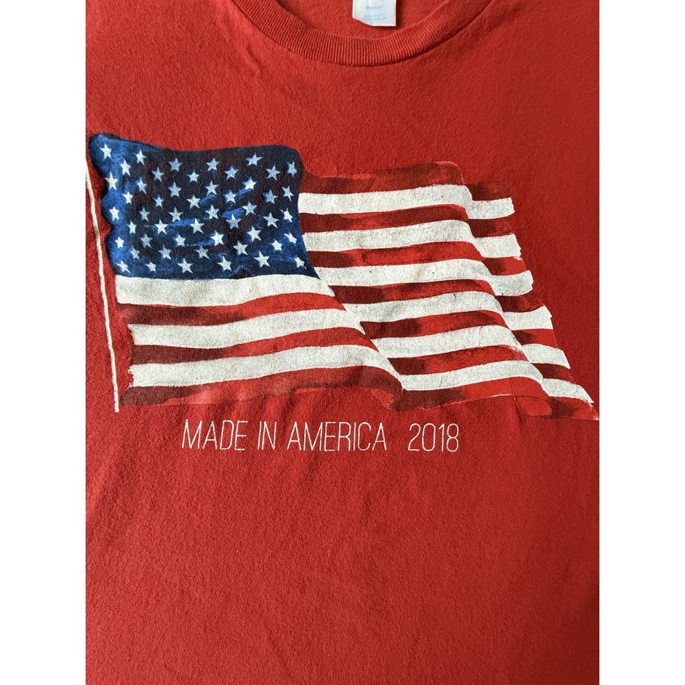 Made In The USA Flag T-Shirt XL Red Patriotic 100% Cotton Short Sleeve